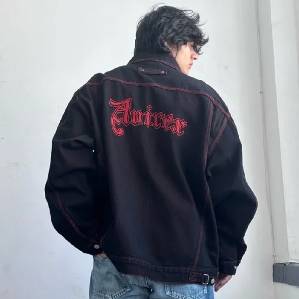 Men's Avirex Black | Red Casual Denim Jacket NWT